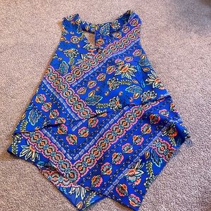 Floral, colorful blue XS tank top